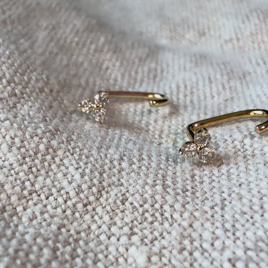 AUREN trio diamond J hoop earrings 14k solid gold video